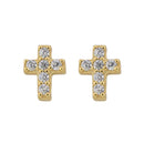 Cute Cross Zirconia Stud Earrings Sterling Silver 18k Gold Plated / Platinum Plated