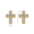 Cute Cross Zirconia Stud Earrings Sterling Silver 18k Gold Plated / Platinum Plated