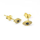Cute Evil Eye Zirconia Stud Earrings Sterling Silver 18k Gold Plated / Platinum Plated