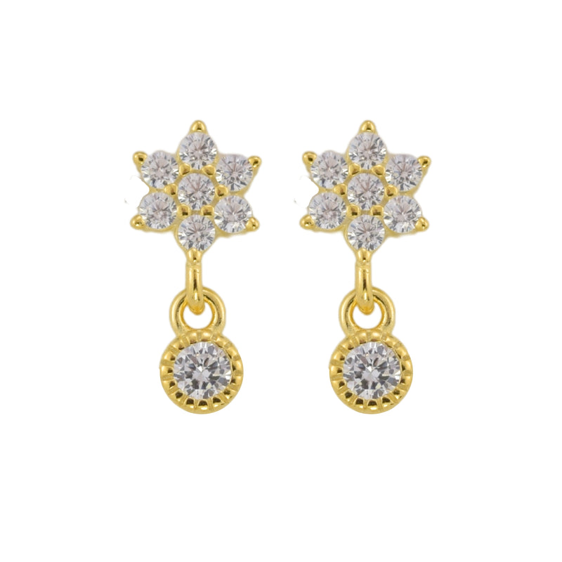 Simple Star and Drop Zirconia Stud Earrings Sterling Silver 18k Gold Plated / Platinum Plated