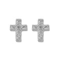 Cute Cross Zirconia Stud Earrings Sterling Silver 18k Gold Plated / Platinum Plated
