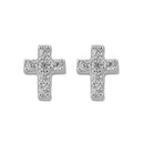 Cute Cross Zirconia Stud Earrings Sterling Silver 18k Gold Plated / Platinum Plated
