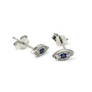 Cute Evil Eye Zirconia Stud Earrings Sterling Silver 18k Gold Plated / Platinum Plated