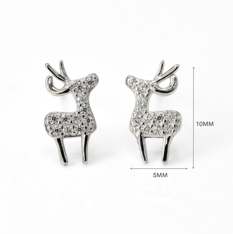 Reindeer Zirconia Stud Earrings