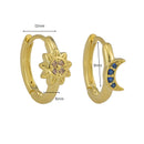 Modern Sun and Moon Zirconia Hoop Earrings Sterling Silver 18k Gold Plated / Platinum Plated