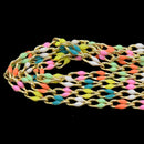 1 Meter 18k Gold Plated Brass Multi Colour Enamel Curb Chain 7x3x1.7mm