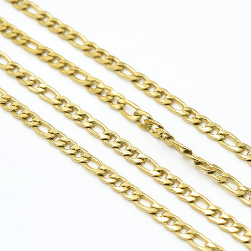 2 Meters 18k Gold Plated Stainless Steel Figaro Chain