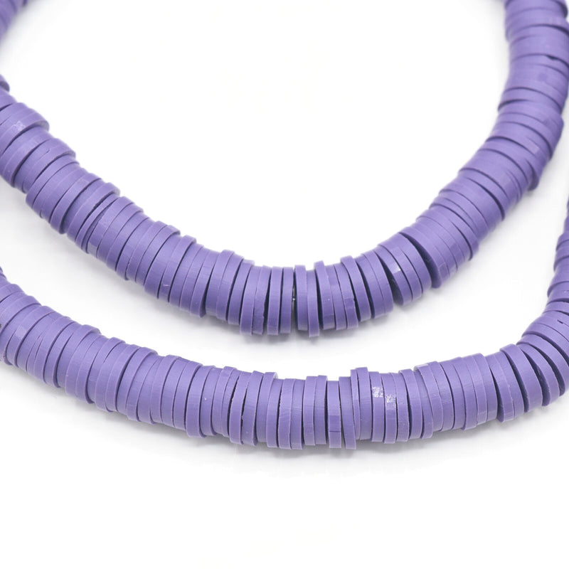 Heishi Polymer Clay Round Beads 6x1mm, 8x1mm - Light Purple