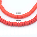 Heishi Polymer Clay Round Beads 6x1mm, 6x3mm - Red