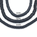 Heishi Polymer Clay Round Beads 6x1mm, 8x1mm - Black