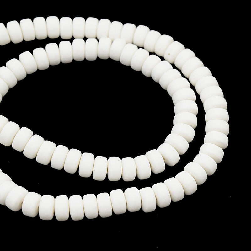 Heishi Polymer Clay Round Beads 6x1mm, 8x1mm, 6x3mm - White