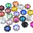 20 x Faceted Glass Flower Marguerite Beads 10x4mm - Mixed Silver Plated