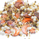 50g x Mixed Star & Moon, Type and Size Glass Beads - Topaz