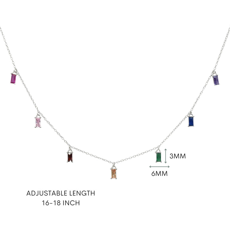 Rectangle Baguette Multi Drop Necklace