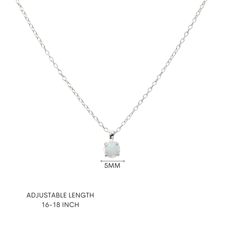 Classic Opal Round Drop Stylish Necklace Sterling Silver Platinum Plated