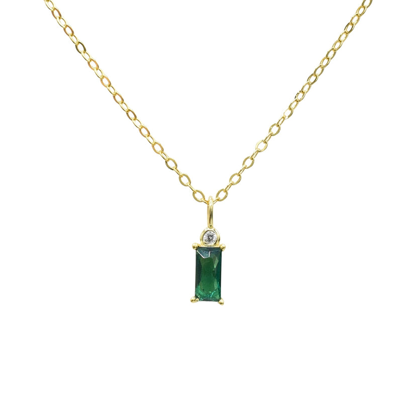Zirconia Emerald Baguette Necklace