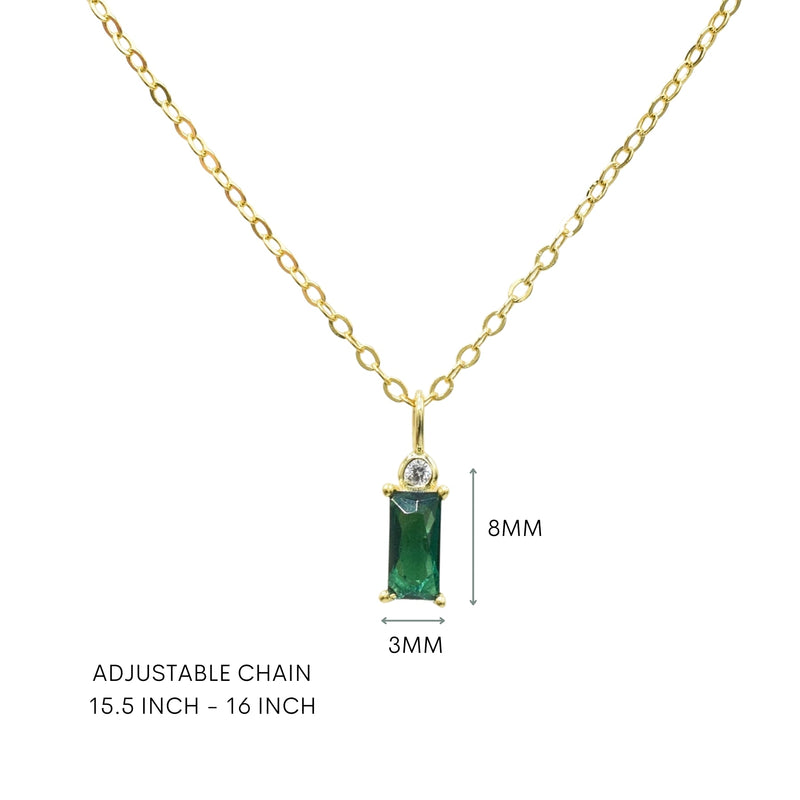 Zirconia Emerald Baguette Necklace