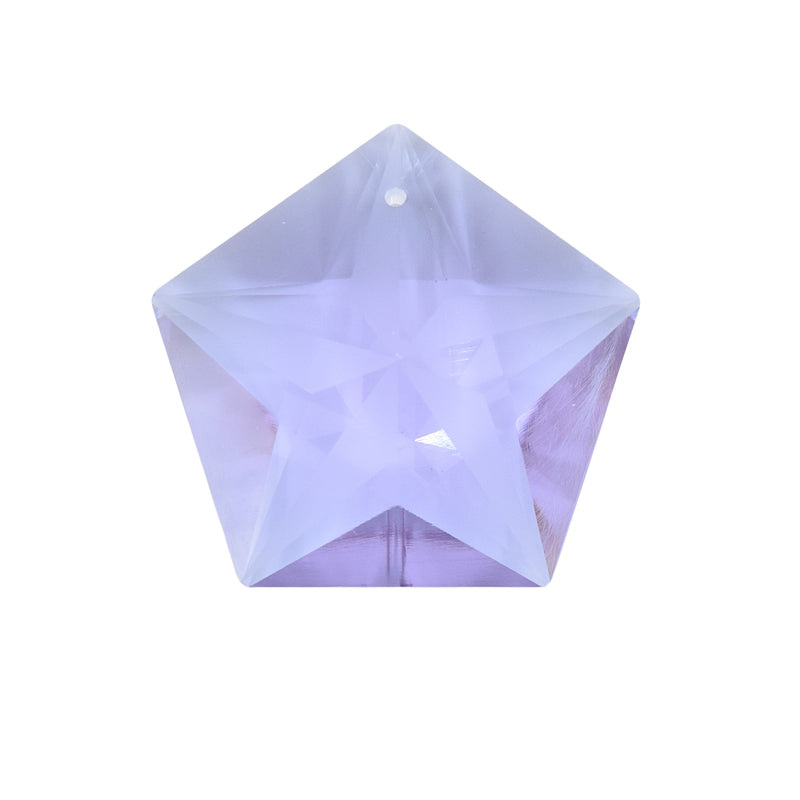 2 x Faceted Glass Pentagon Star Pendants 45x40mm - Lilac