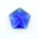 2 x Faceted Glass Pentagon Star Pendants 45x40mm - Sapphire