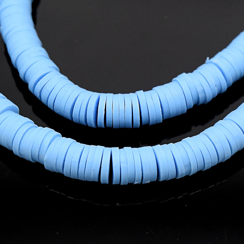 Heishi Polymer Clay Round Beads 6x1mm (3,700Pc/170Inch) - Sky Blue