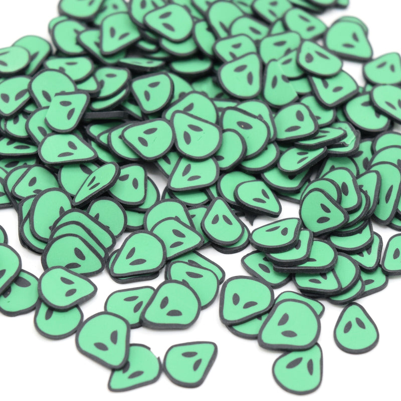 50g Polymer Clay Slices Sprinkle Resin Inclusions - Green Aliens 5mm