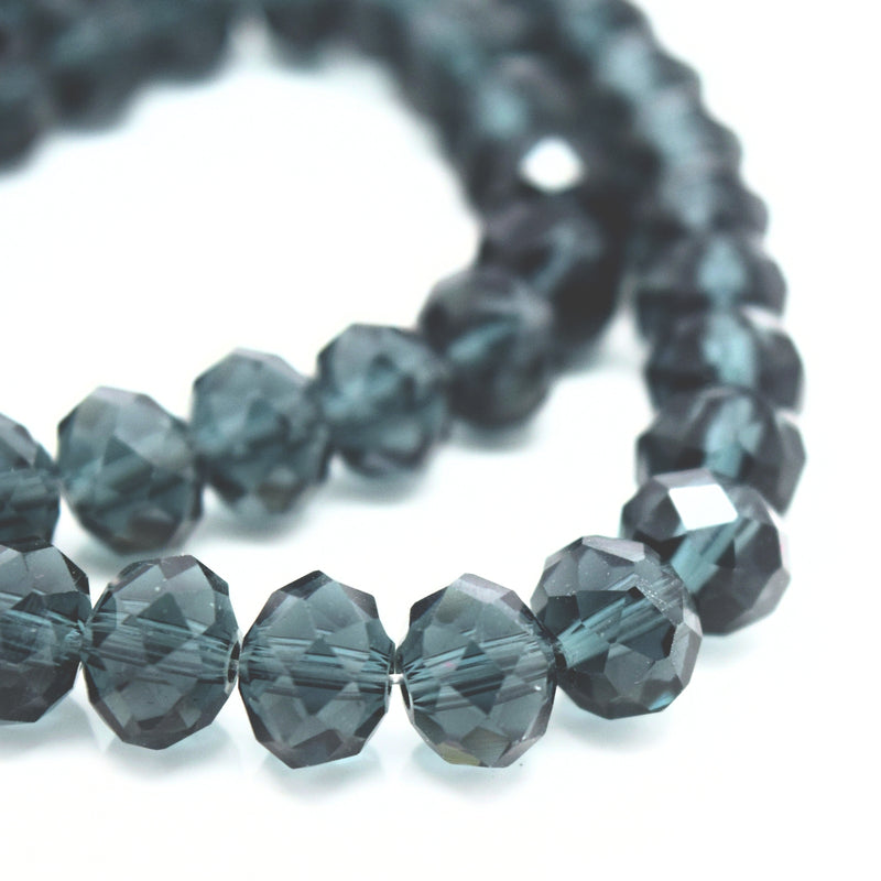 70 x Faceted Rondelle Glass Beads 8mm - Light Montana
