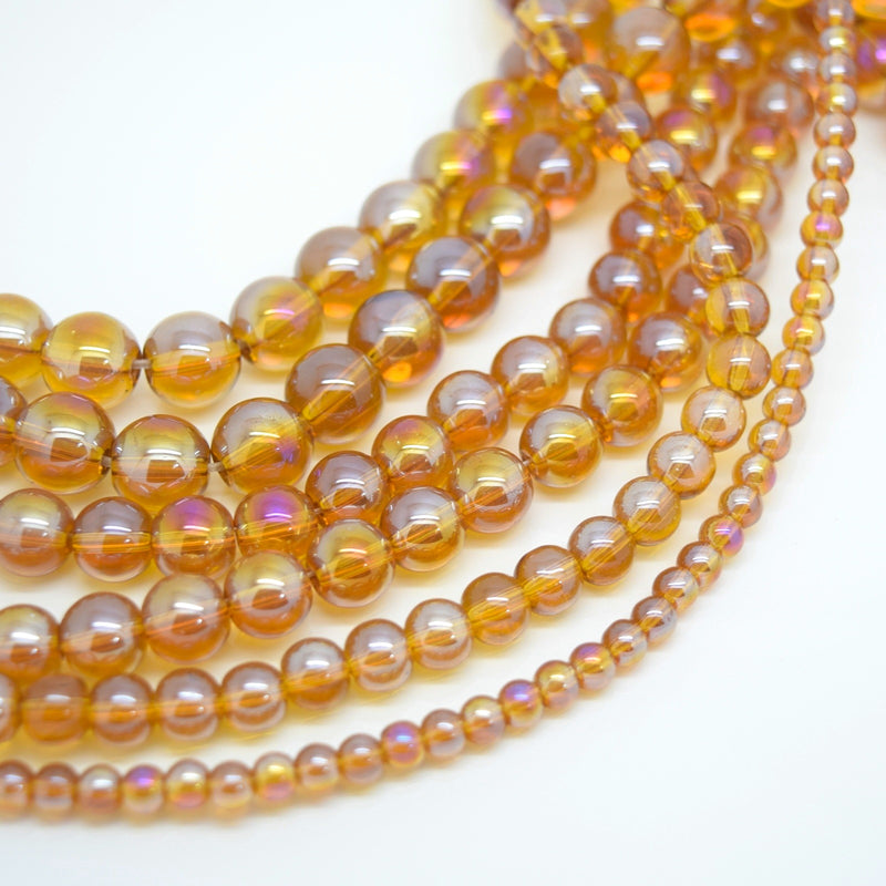1,000 x Smooth Round AB/Lustre Coated Glass Beads 8mm Topaz
