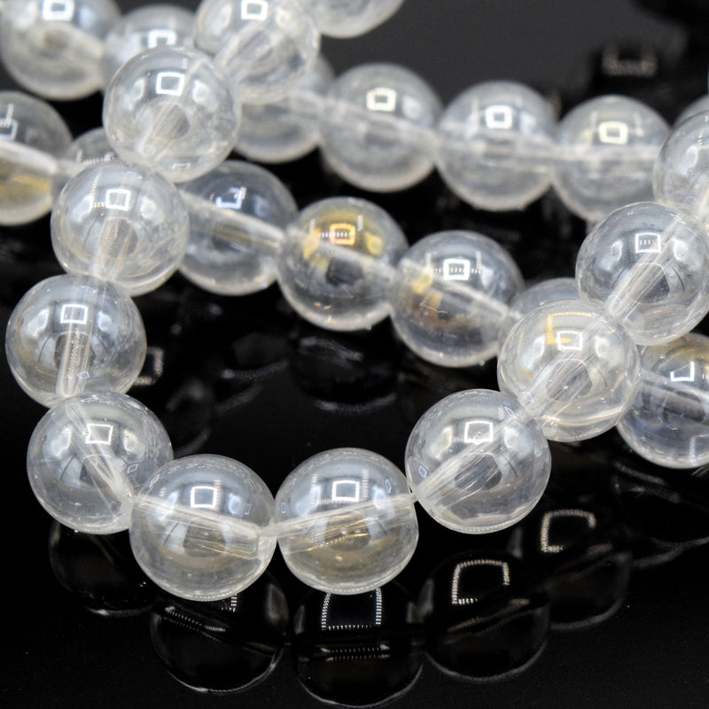 Smooth Round AB Coated Glass Beads 4mm,6mm - Clear AB / Lustre