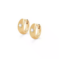 Star Burst Zirconia Huggie Earrings Sterling Silver 18k Gold Plated / Platinum Plated