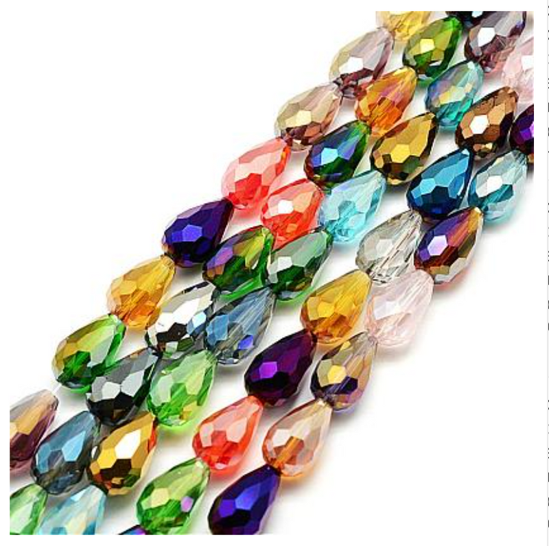 Faceted Teardrop Glass Beads  - Mixed AB/Lustre