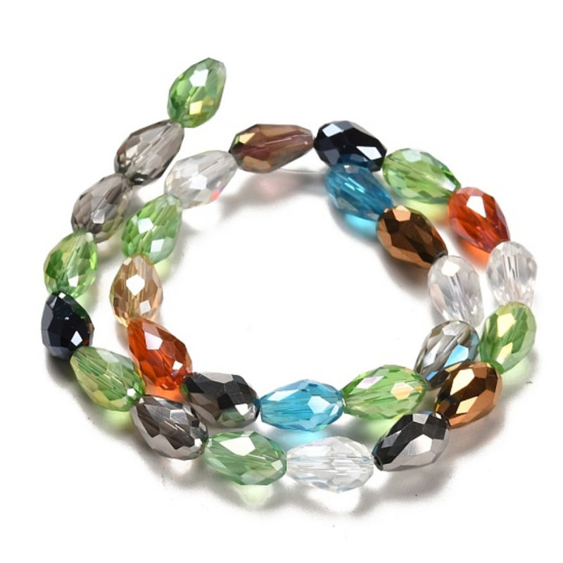 Faceted Teardrop Glass Beads  - Mixed AB/Lustre