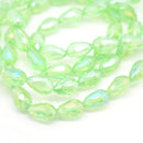 60 x Faceted Teardrop Glass Beads Peridot AB - 8x11mm