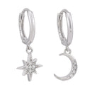 Cosmic Star and Moon Zirconia Earrings Sterling Silver 18k Gold Plated / Platinum Plated