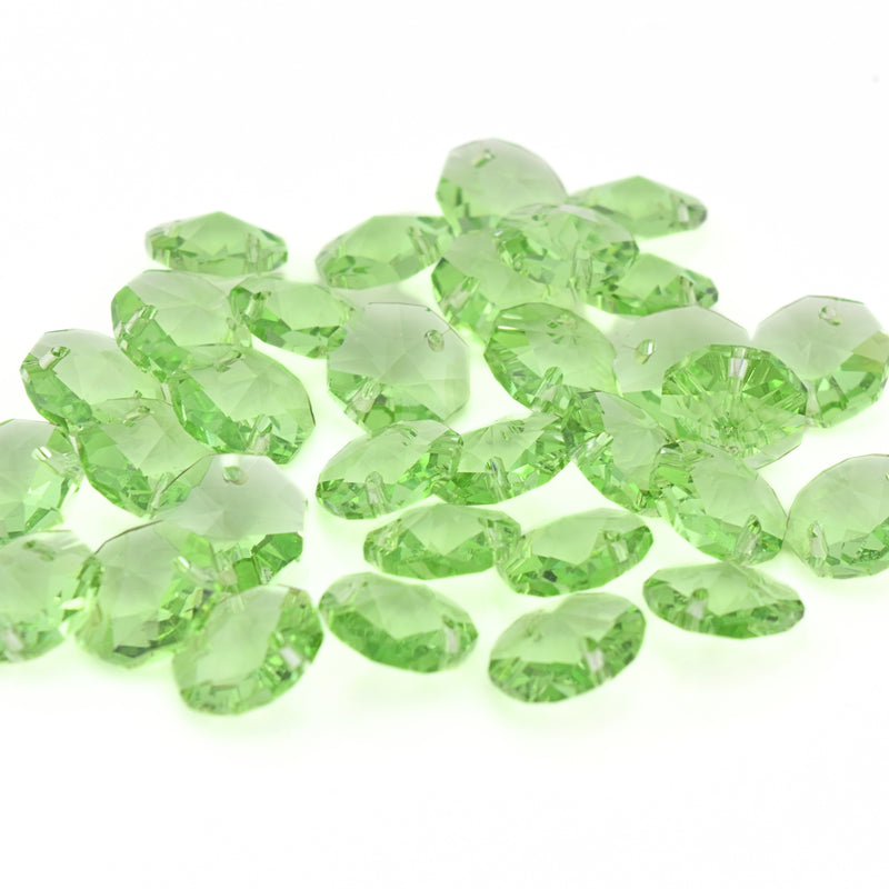 Octagon Glass Beads 14mm - Peridot