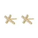 Cute Cross Zirconia Stud Earrings Sterling Silver 18k Gold Plated / Platinum Plated