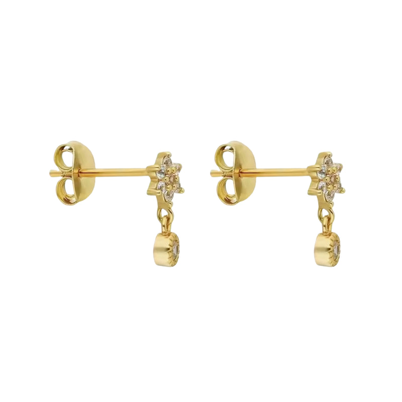 Simple Star and Drop Zirconia Stud Earrings Sterling Silver 18k Gold Plated / Platinum Plated