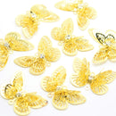 STAR BEADS: 10 x Filigree Butterfly Rhinestone Connectors 23mm - Gold Plated - Jewellery Findings