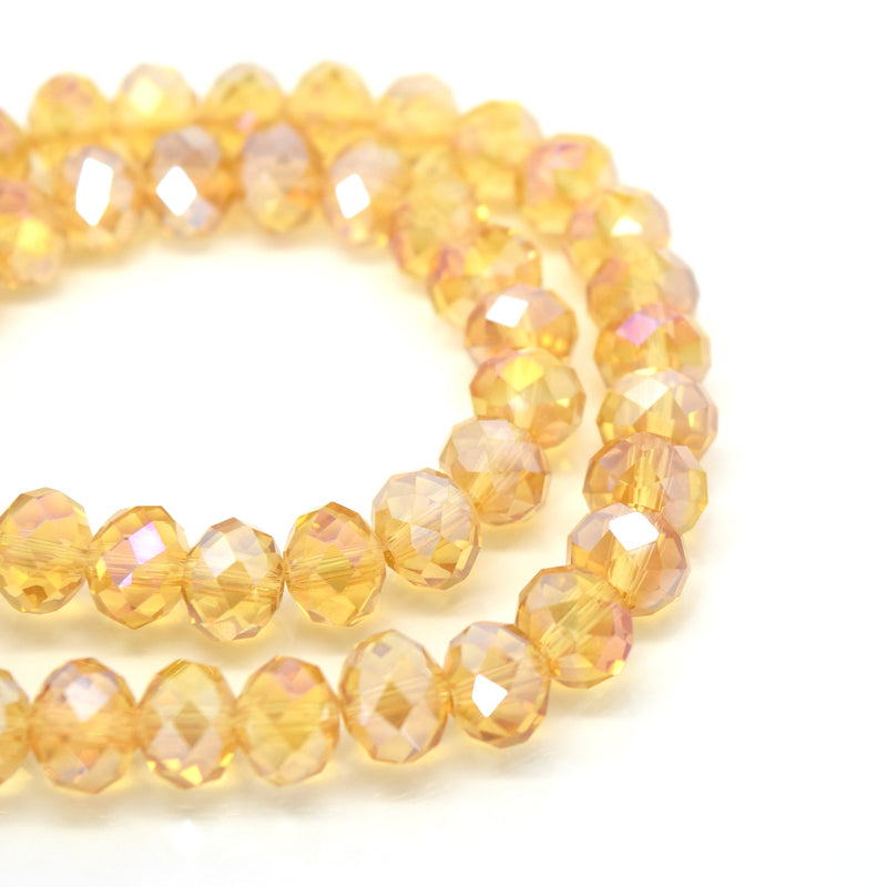 STAR BEADS: FACETED RONDELLE GLASS BEADS - CHAMPAGNE AB - Rondelle Beads