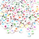 400 x Acrylic Heart Beads White Mixed Colour 7x4mm
