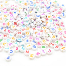 400 x Acrylic Letter Beads White Mixed Colour 7x4mm