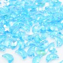 50 x Faceted Acrylic Moon Pendants 11x7mm - Aquamarine AB