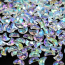 50 x Faceted Acrylic Moon Pendants 11x7mm / 14x10mm - Clear AB