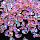 50 x Faceted Acrylic Moon Pendants 11x7mm - Pink AB
