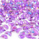 50 x Faceted Acrylic Moon Pendants 11x7mm - Purple AB