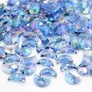 50 x Faceted Acrylic Moon Pendants 11x7mm - Ice Blue AB