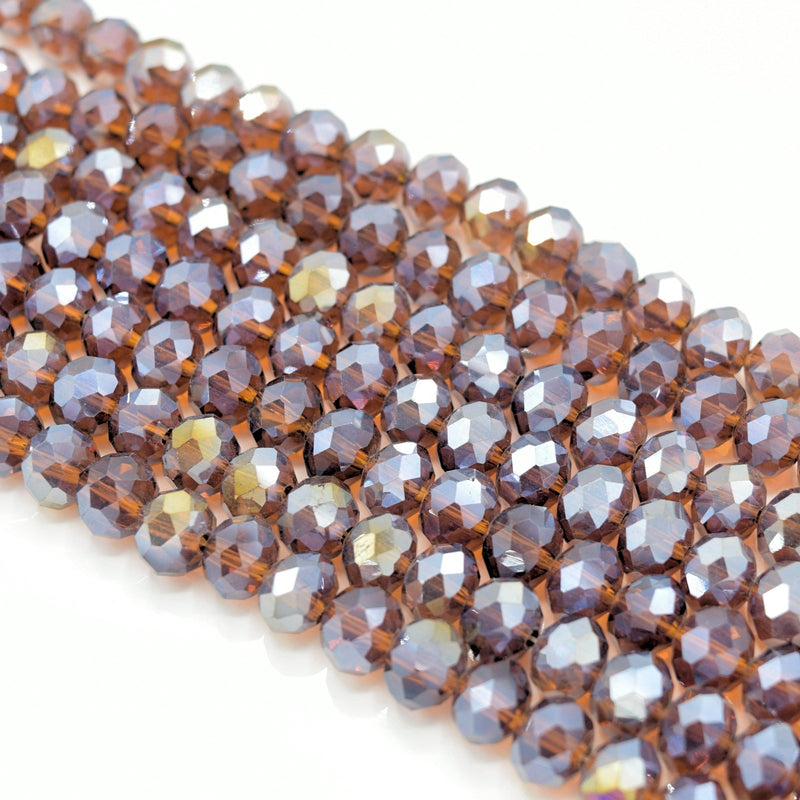 Faceted Rondelle Glass Beads - Amber Lustre