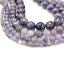 Smooth Round Gemstone Beads - Natural Amethyst (Grade B)