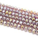 Faceted Rondelle Glass Beads - Amethyst Lustre