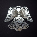 STAR BEADS: 2 x Filigree SP Connectors With Rhinestones - Angel 43x49mm - Jewellery Findings