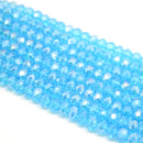 Faceted Rondelle Glass Beads - Aquamarine Lustre